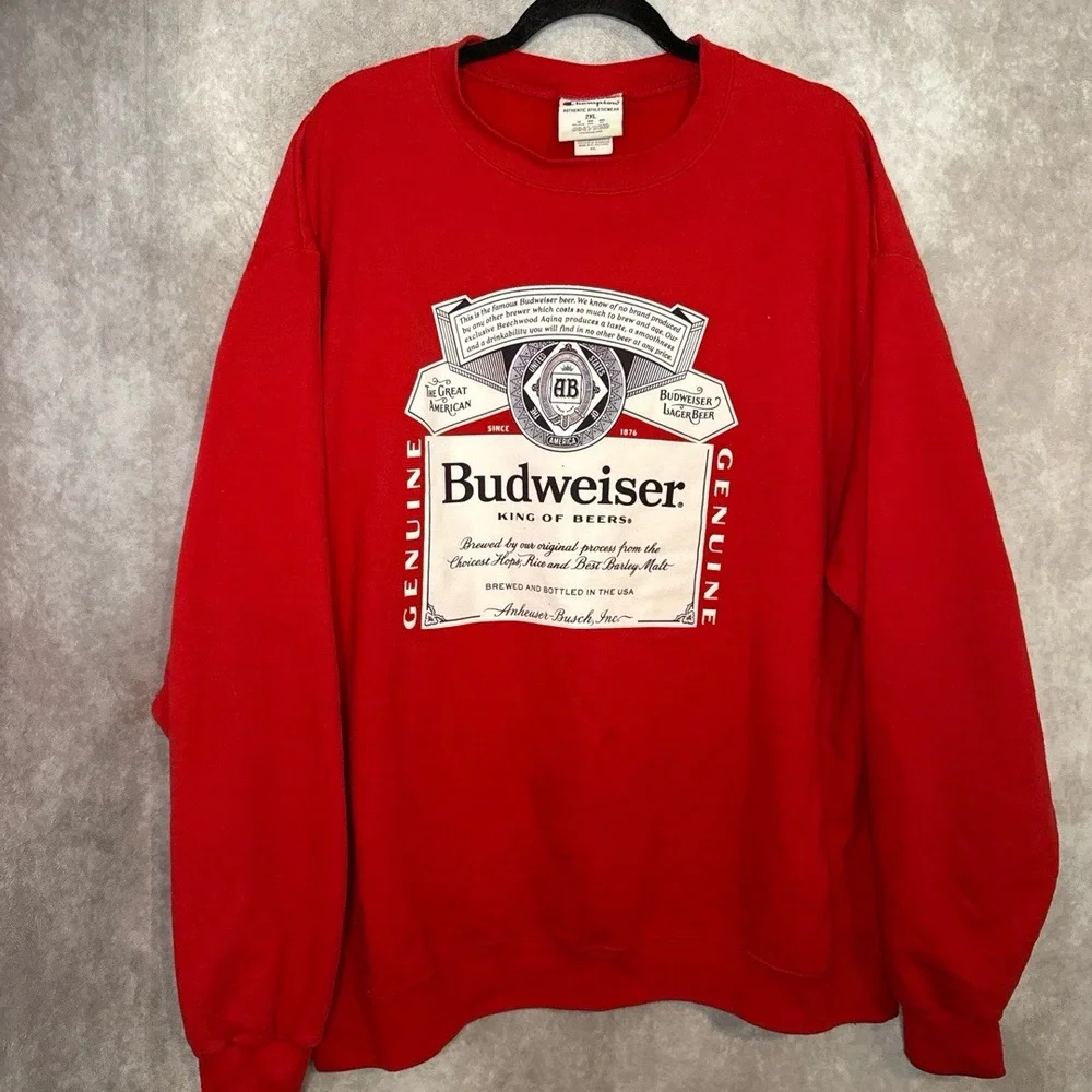 Vintage 90's Y2K Champion x Budweiser‎ Sweatshirt Unisex Plus Size 2X Red